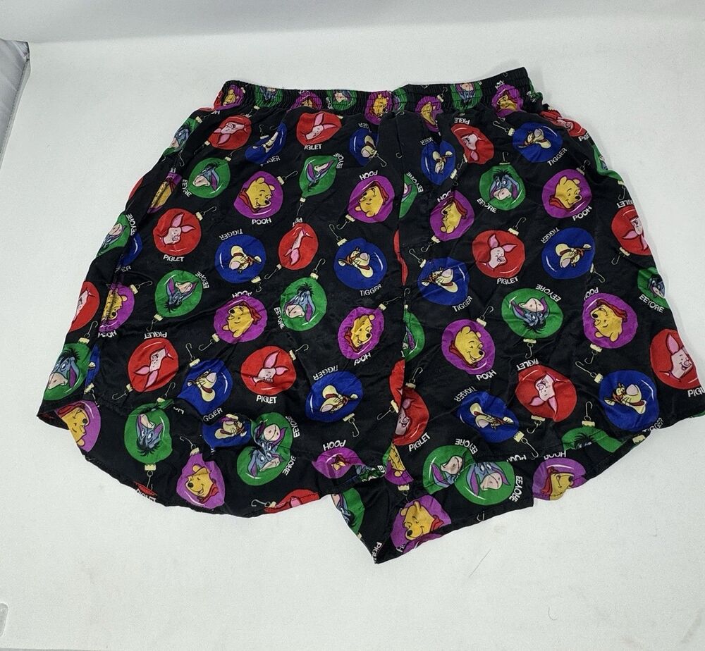 Disney Vintage Winnie the Pooh Tigger Eeyore Ornament Silk Boxer Shorts Large